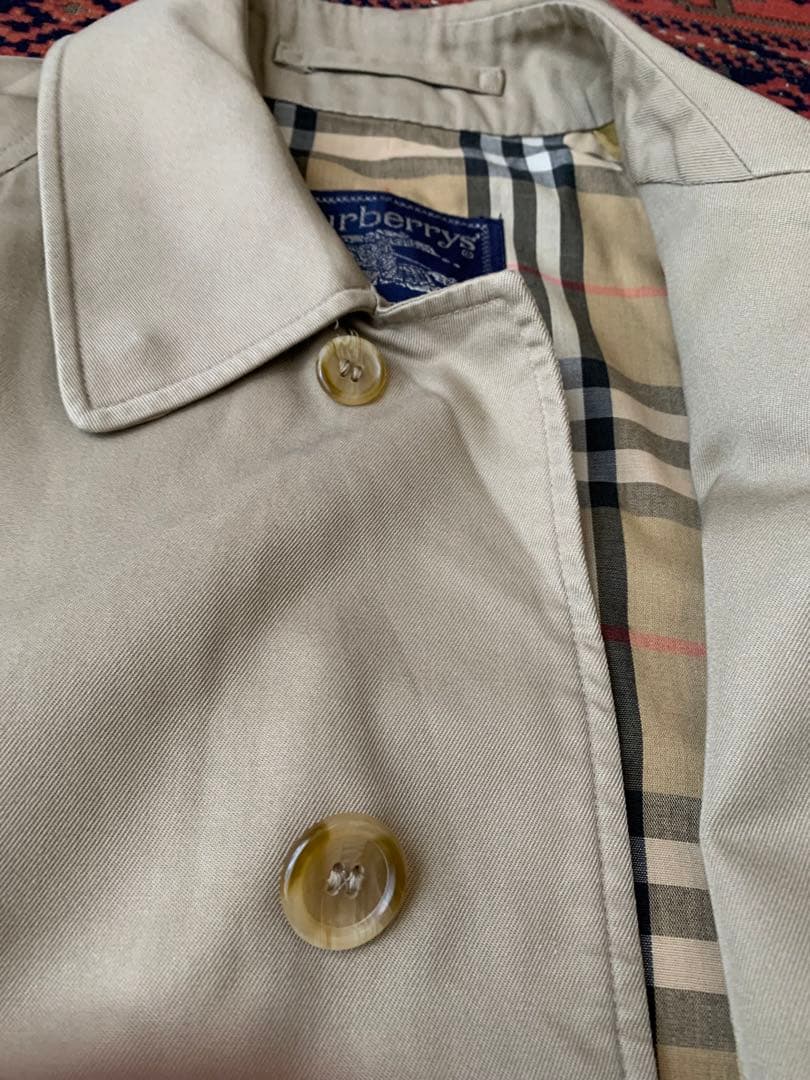 英国製 80s〜 バーバリー ステンカラーコートメンズ コットン ノバチェック