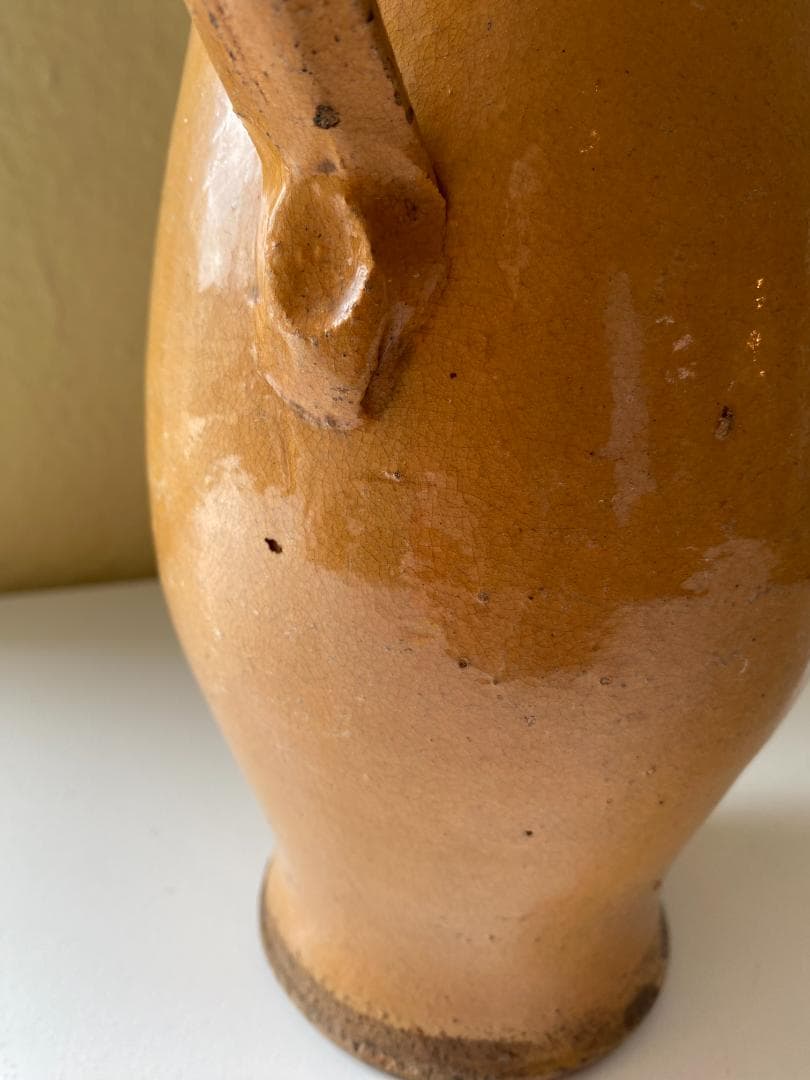 フランス アンティーク 南仏陶器 プロヴァンス 黄釉 ポット 花瓶