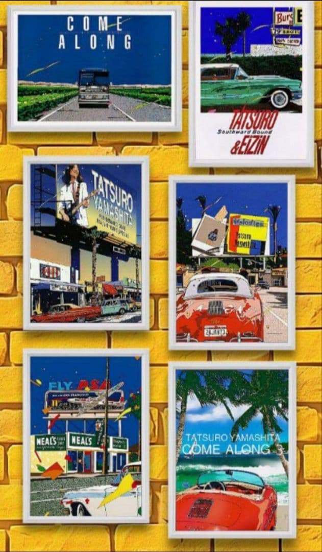 山下達郎/鈴木英人・アート【A4サイズ写真ポスターフレーム付き６点セット】