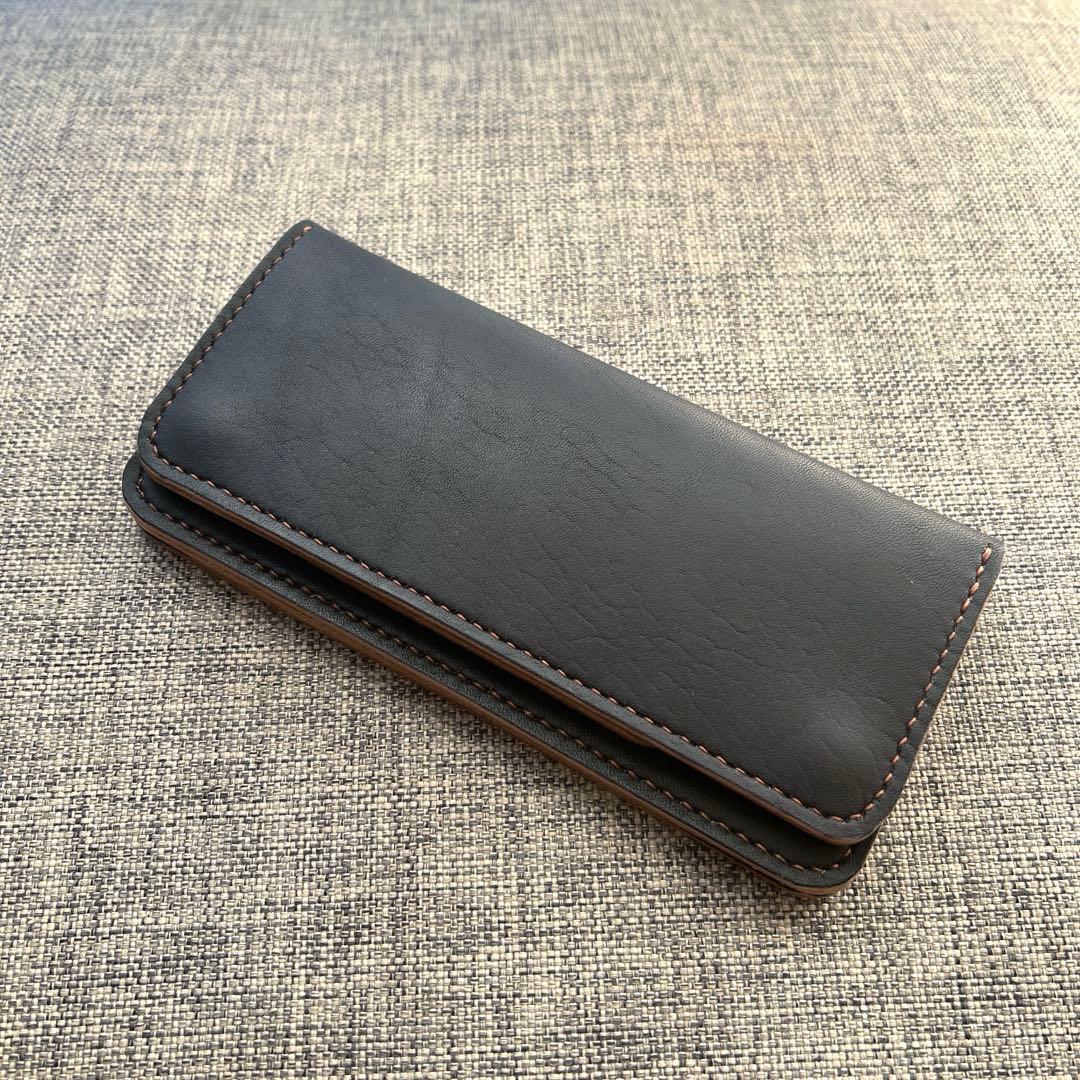 トラッカーウォレット ブラック タンニン鞣し 牛革 ハンドメイド 長財布