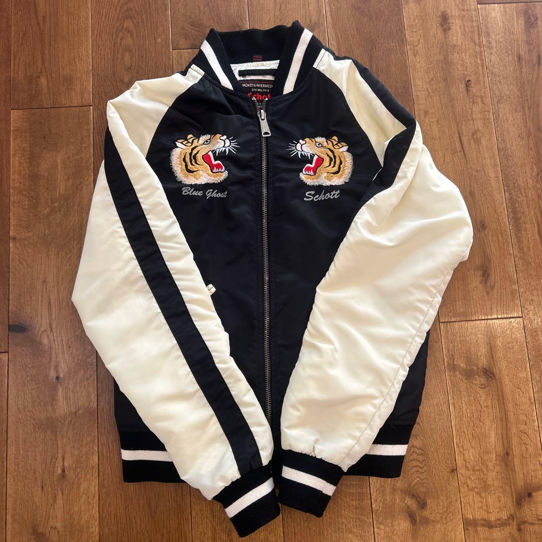 Schott スカジャン ブラック/ホワイト M