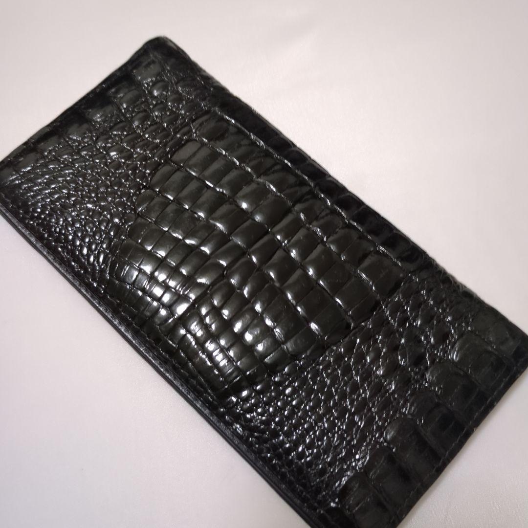 本物クロコダイル シャイニング仕上げ　2つ折 　男の最高の長財布　美品