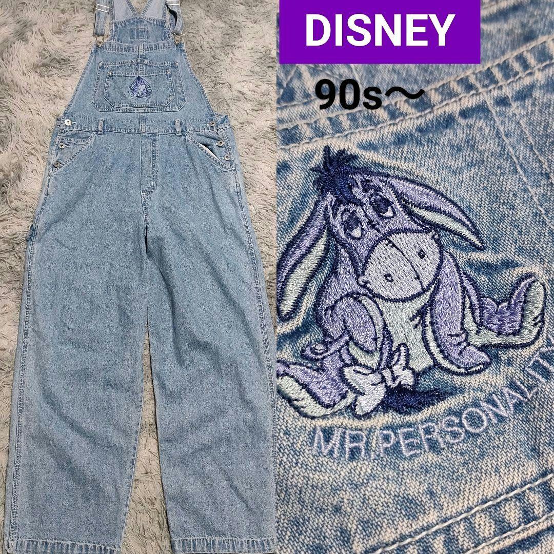 90s DISNEY　Pooh くまのプーさん デニムサロペット　オーバーオール