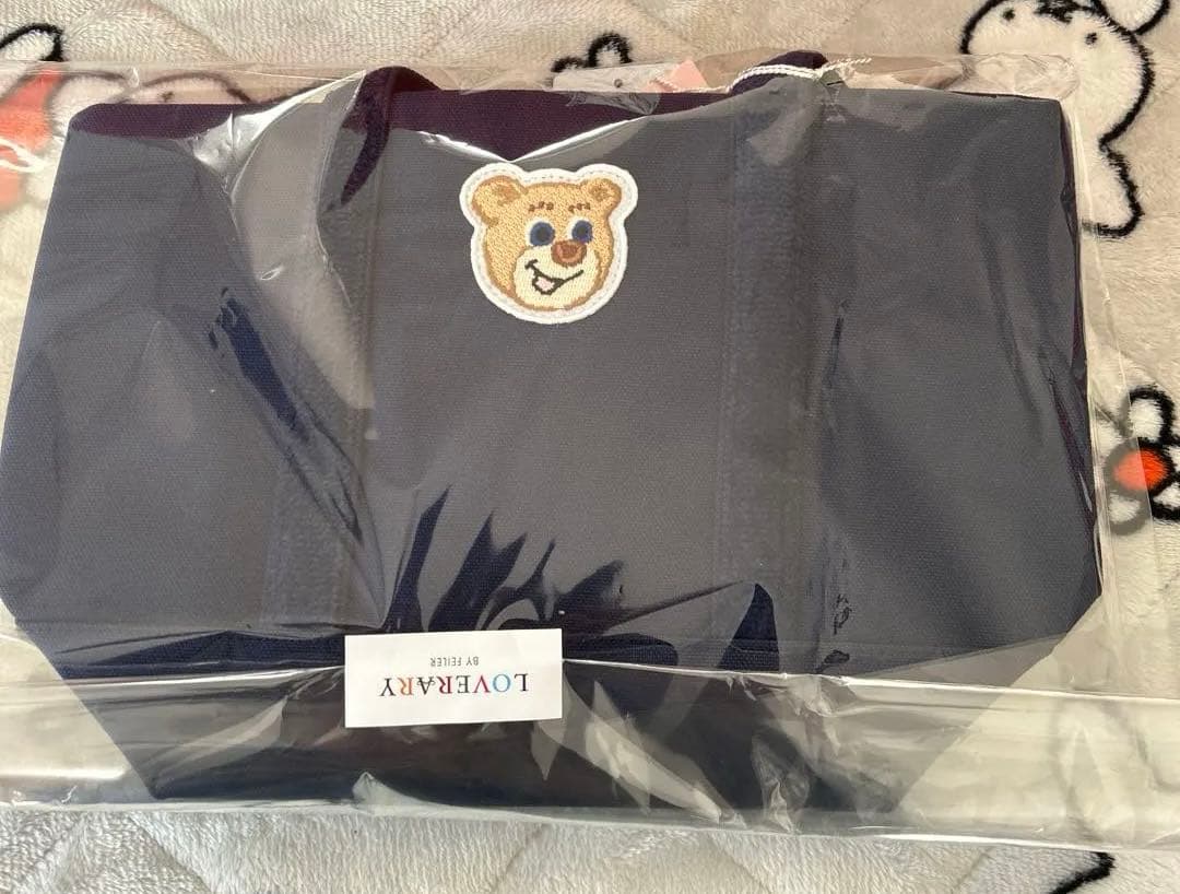 ラブラリーバイフェイラー　オールドテディ　ワッペントートバッグ　ネイビー　小