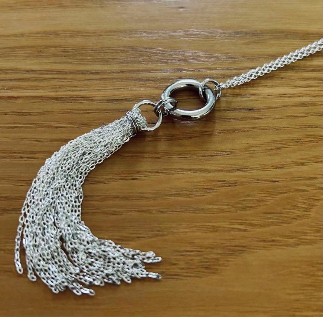OX JEWELRY風　ハンドメイド　タッセルシルバーネックレス シルバー925