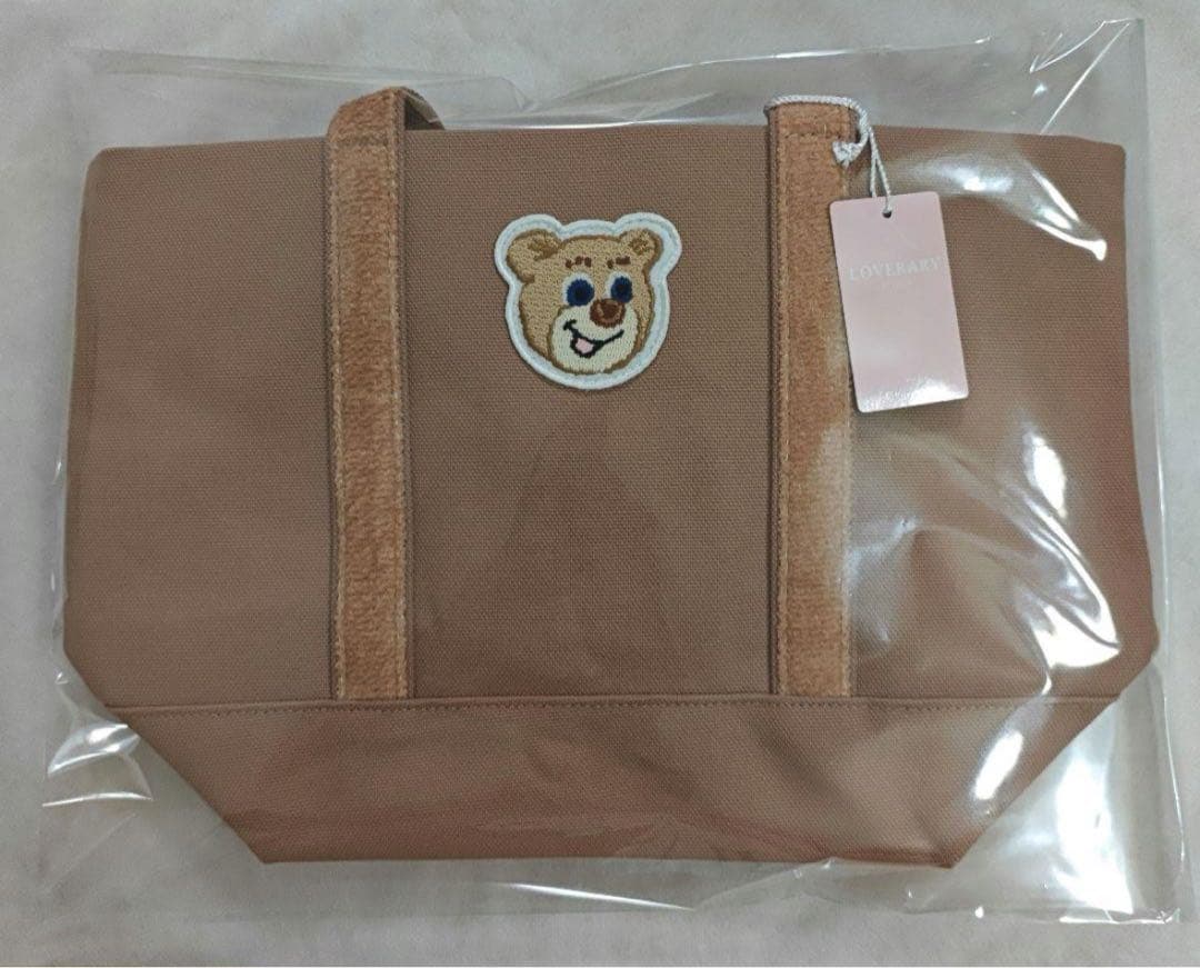 ラブラリーバイフェイラー　オールドテディ　ワッペントートバッグ　ベージュ