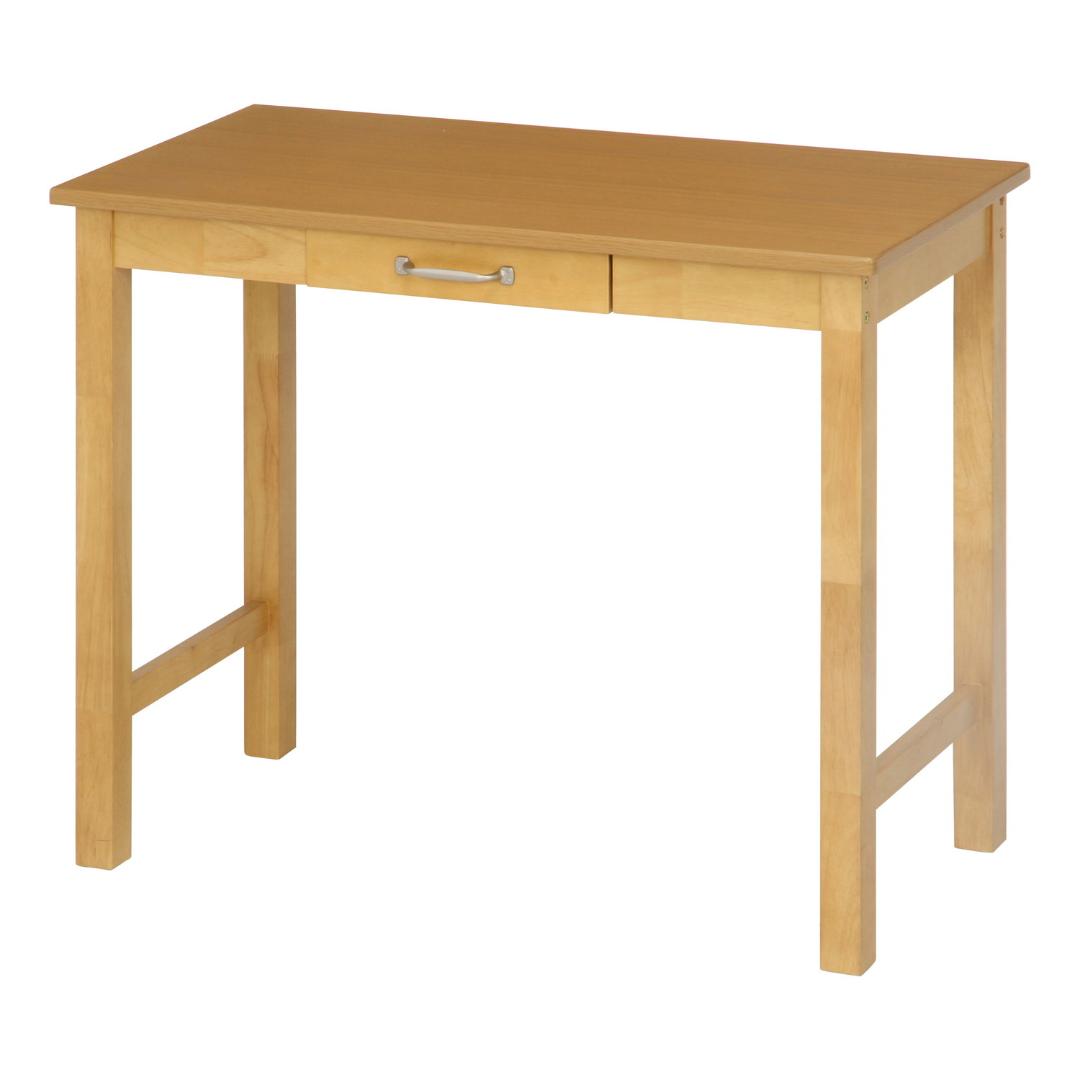 引出し付きシンプルデスク 幅90cm ナチュラル