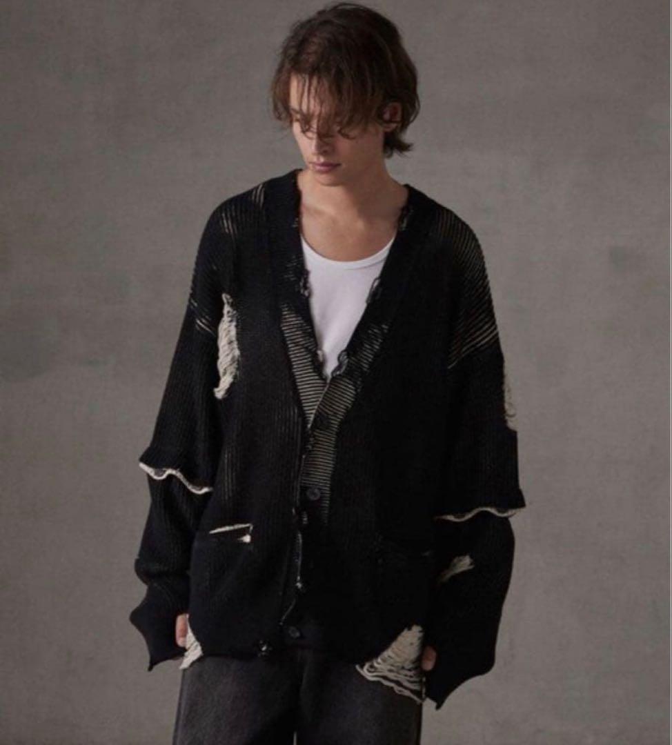 【GRANCY】ディストラクションデザインビッグカーディガン　Lサイズ