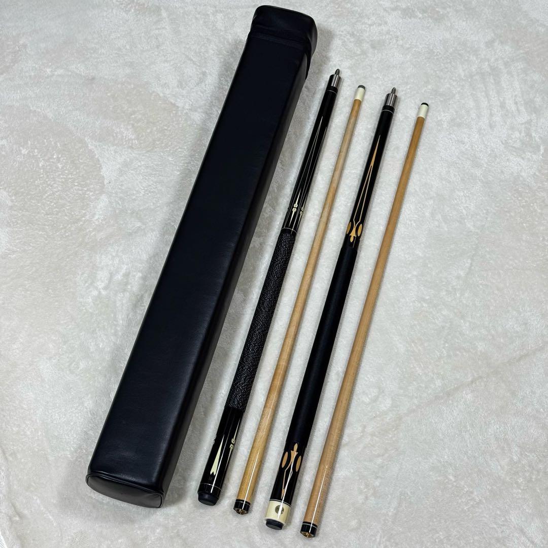 ビリヤード キュー 2本 セット ケース付き DC ブラック