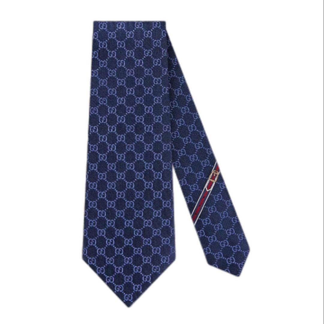 GUCCI ネイビー シルク ネクタイ