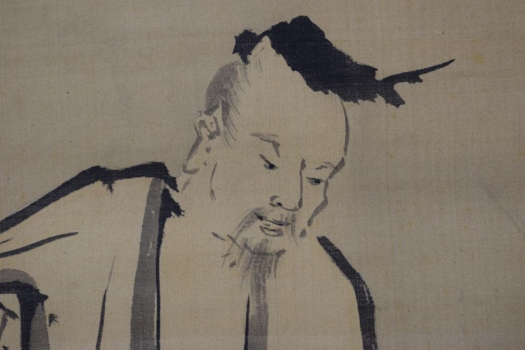 【真作】狩野益信/人物羊之図/二十四考の内/掛軸☆宝船☆Y-611　JM