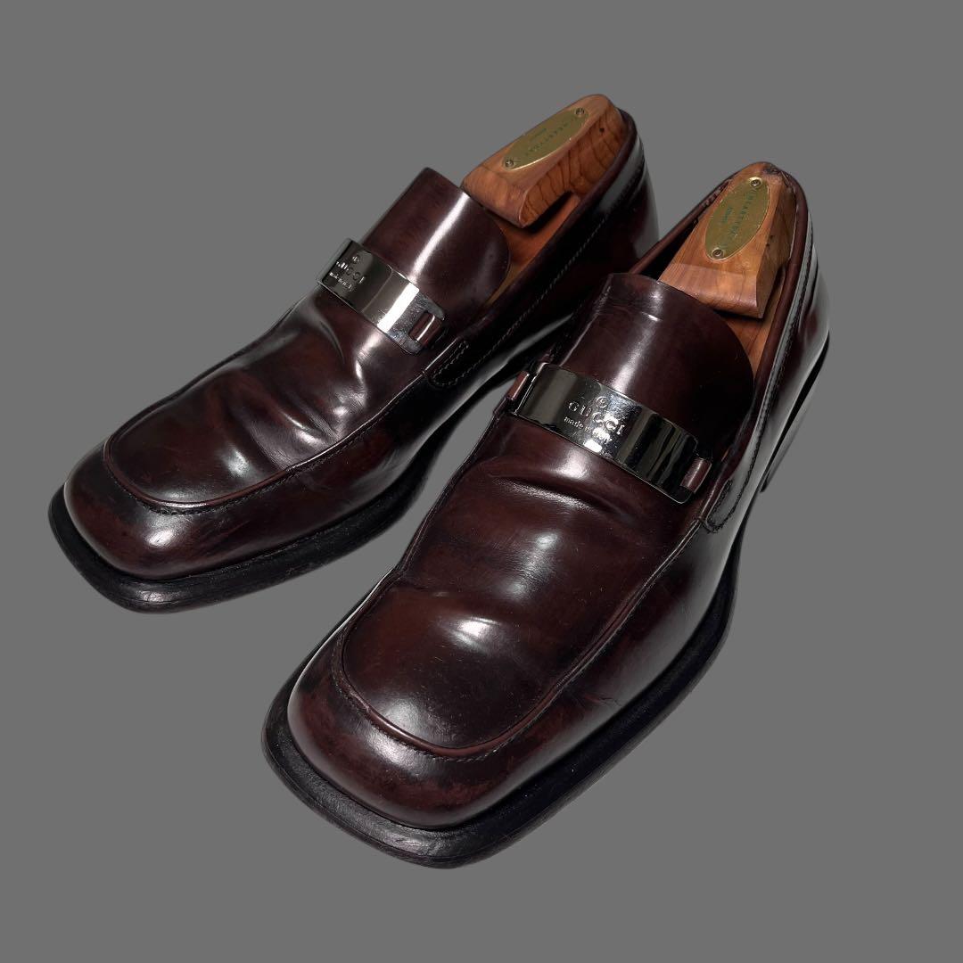 その他 GUCCI l plate Square toe loafer