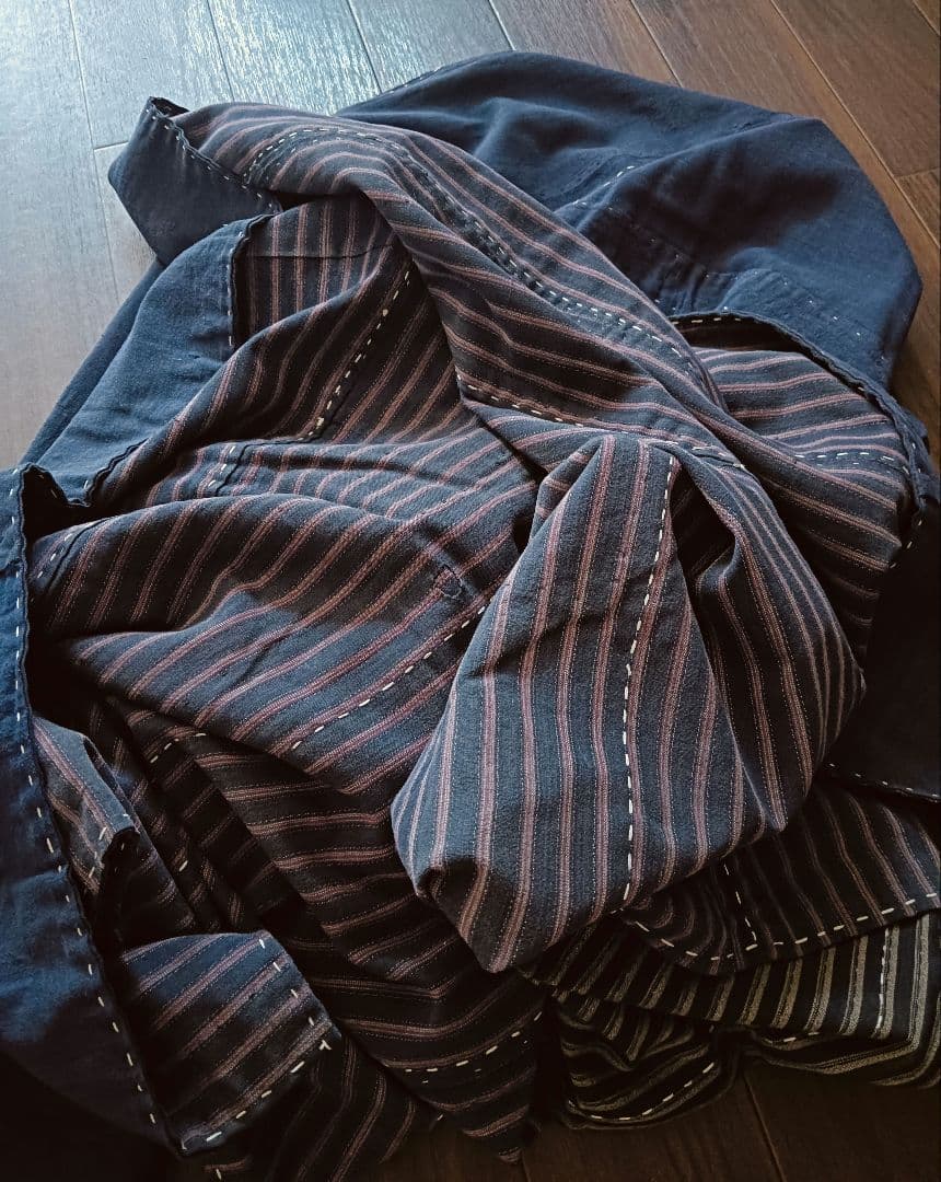 実用可♪白糸粗刺し子の襤褸マルチカバー　boro japan vintage