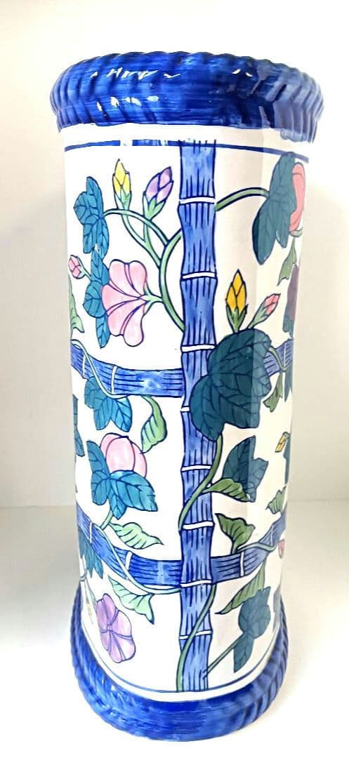 おしゃれ　陶器製 傘立て 花柄　朝顔　玄関収納 倒れない　多用途　アンティーク