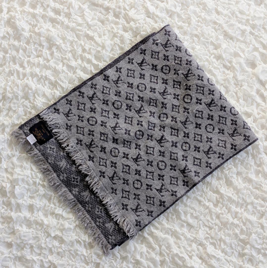 ルイヴィトン エシャルプ モノグラム クラシック マフラー グレー系 コットン