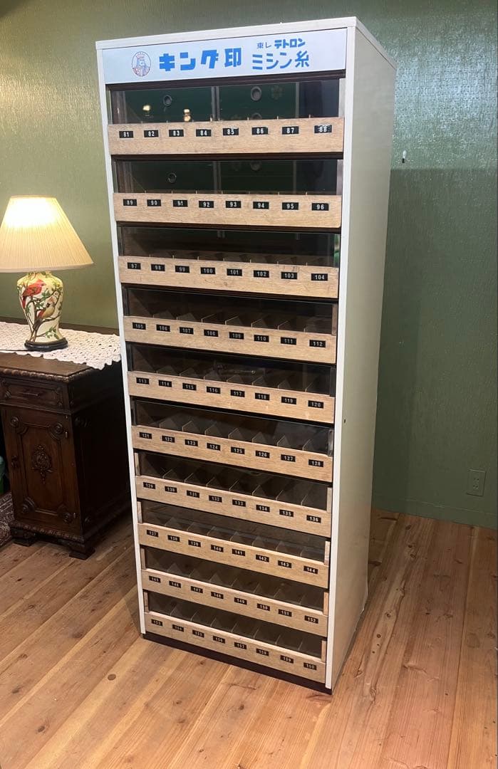 ミシン糸ケース 収納棚 昭和レトロ 特大 インテリア アンティーク 当時物