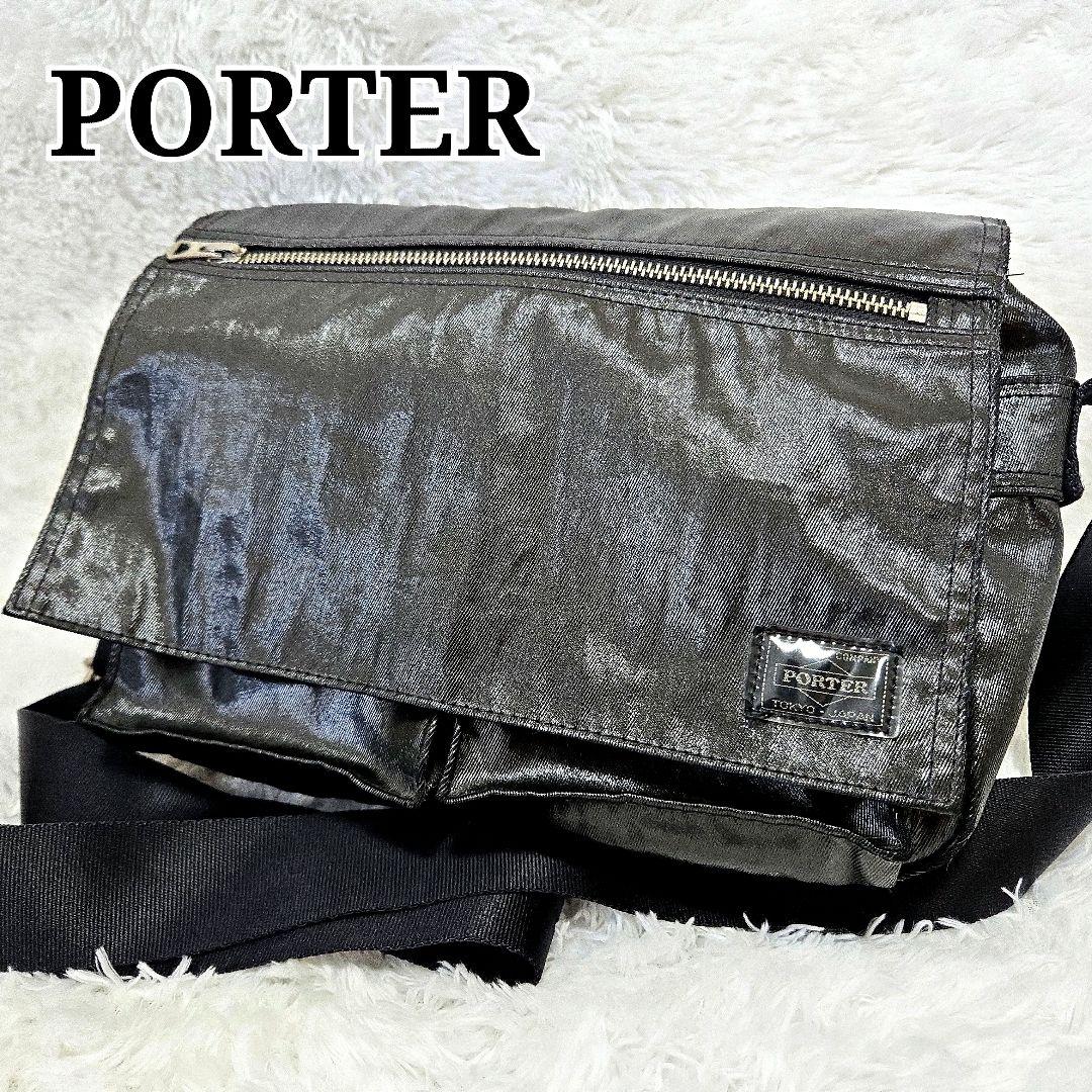 美品 PORTER フリースタイル シャイン メッセンジャーバッグ 黒