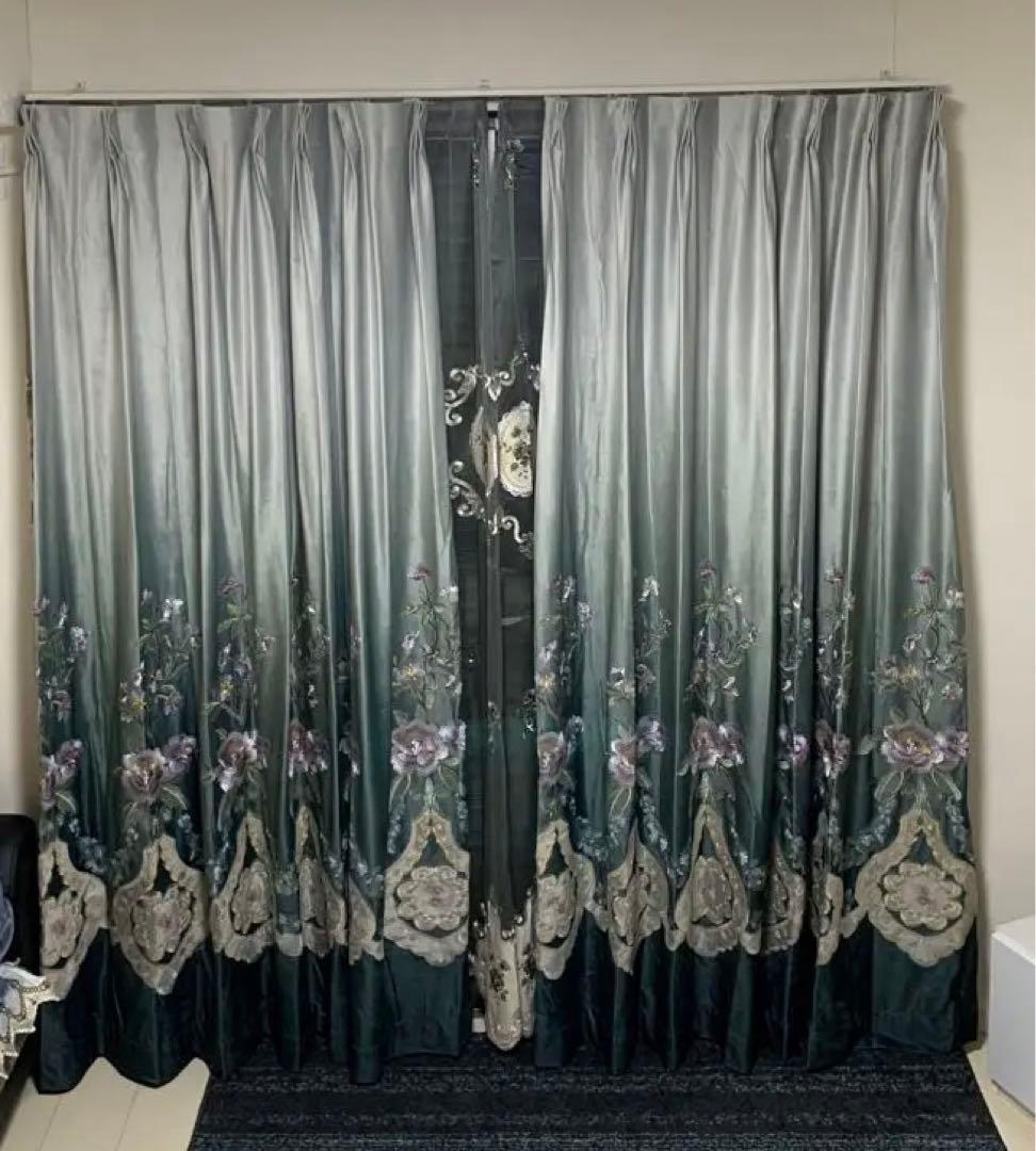 カーテン 遮光 レース セット 4枚入り 刺繍 レースカーテン 遮光カーテン 安