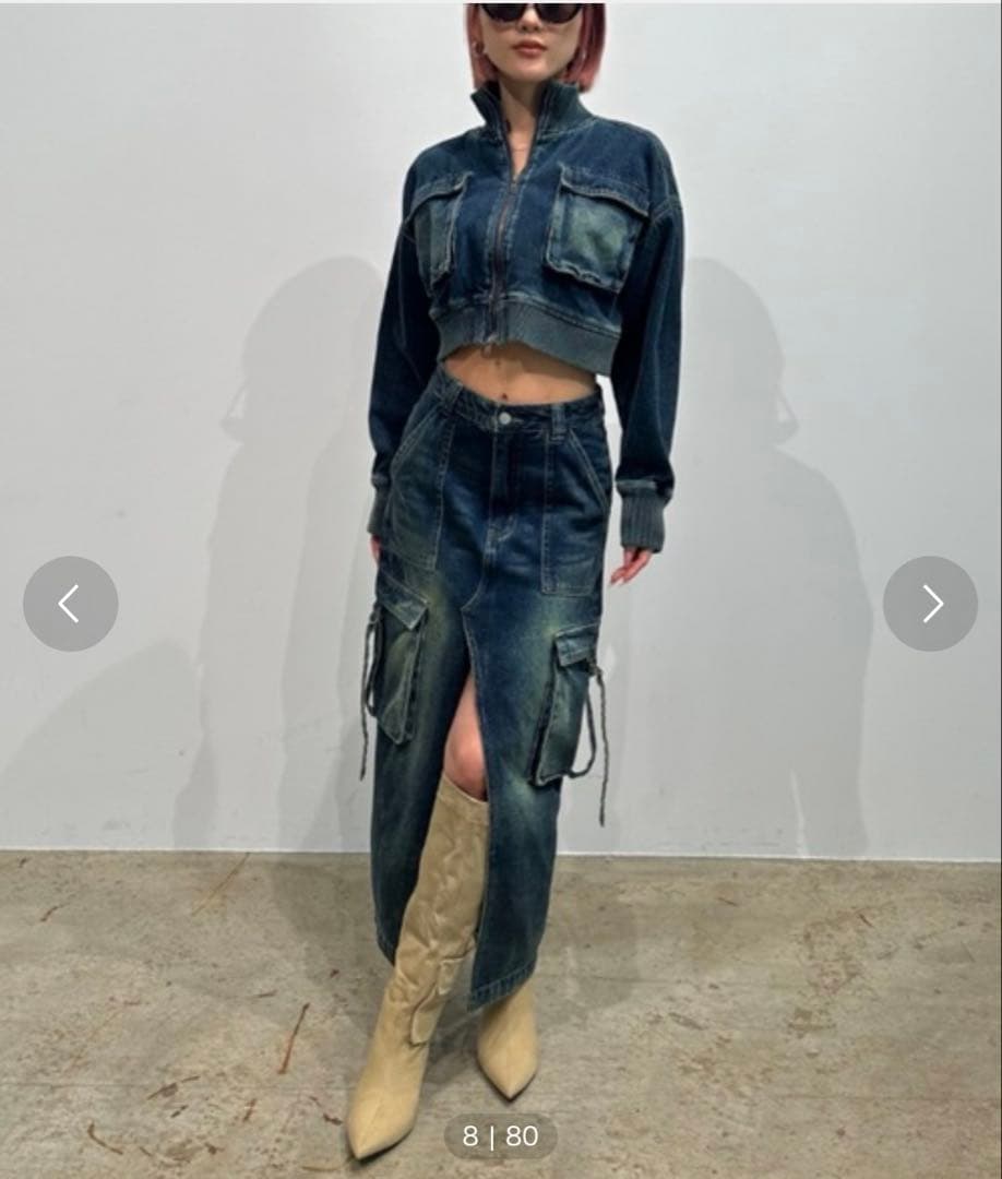 blondy デニムブルゾン カーゴオーバーダイデニムスカート セットアップ