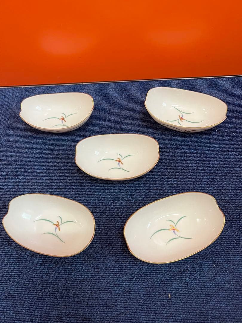 1324 香蘭社　船型小鉢　5客　金彩　未使用