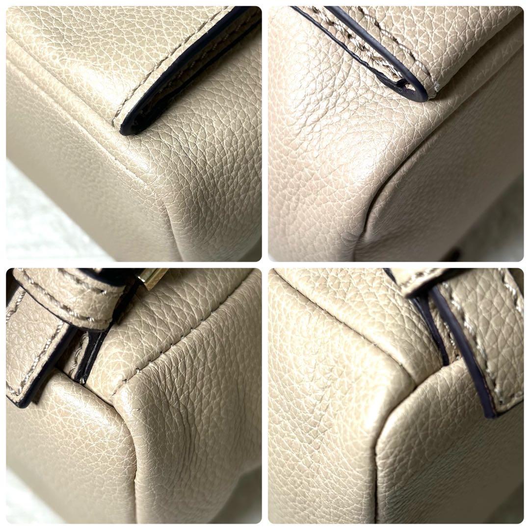 k*3様 【新品同様】FURLA リュック レザー 巾着 ベージュ