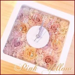 プリザーブドフラワー　花時計　ピンク＆イエロー