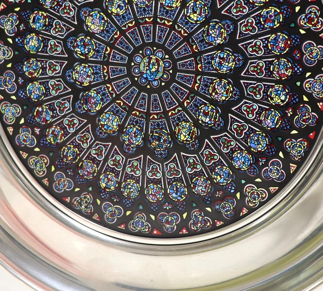 限定作品 ノートルダム大聖堂 ヴィンテージステンドグラス 大型 北のバラ窓ローズ