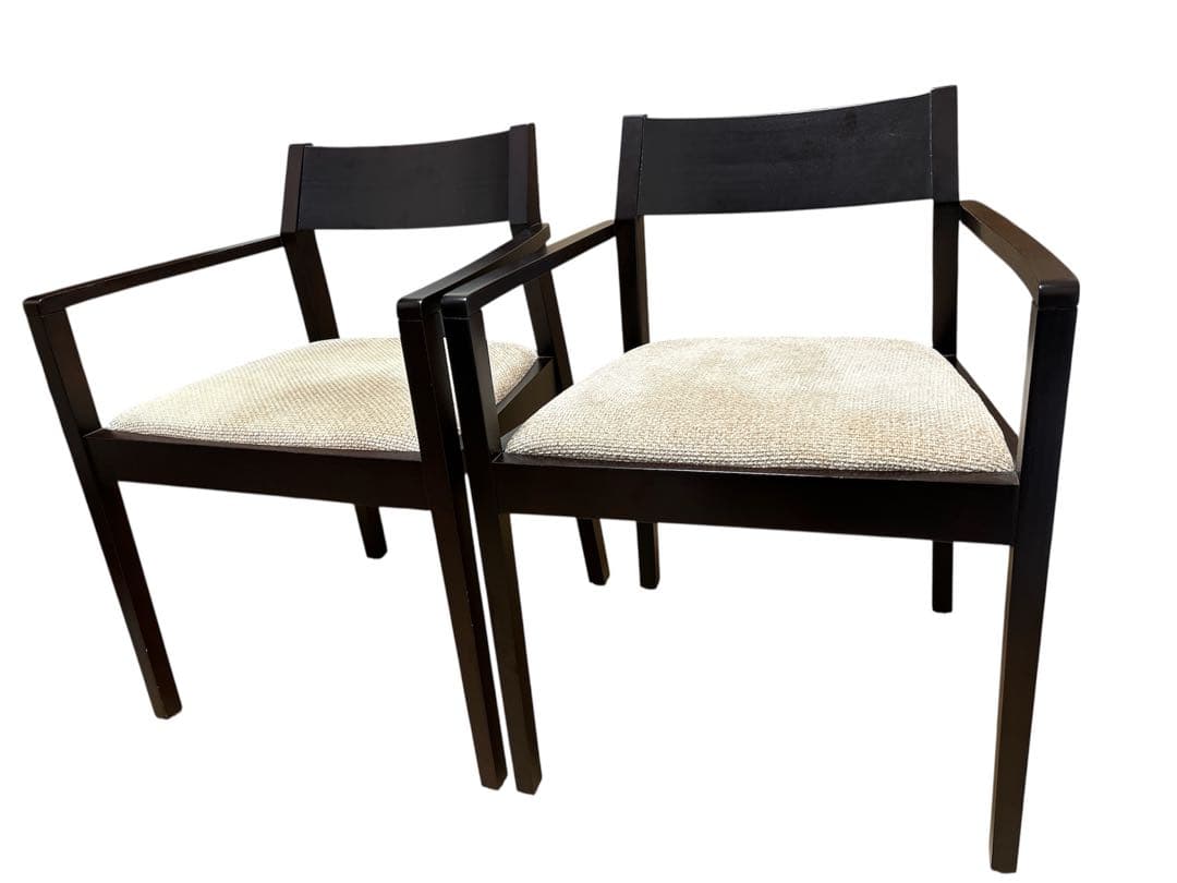 【送料込】ダイニングチェア 2脚セット アーム付き ダークブラウン モダン