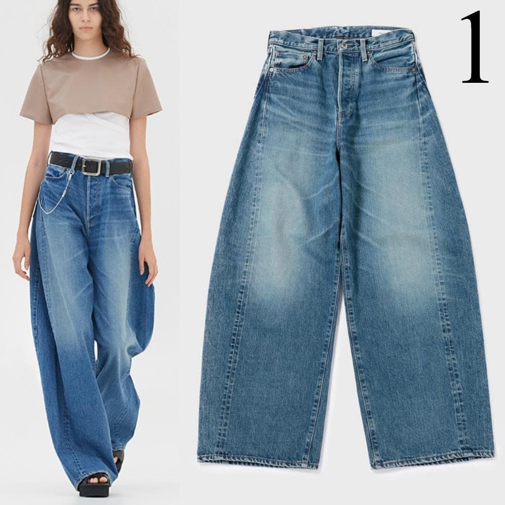 HYKE 25SS バレルレッグジーンズ　デニム　青　１　ハイク　DENIM