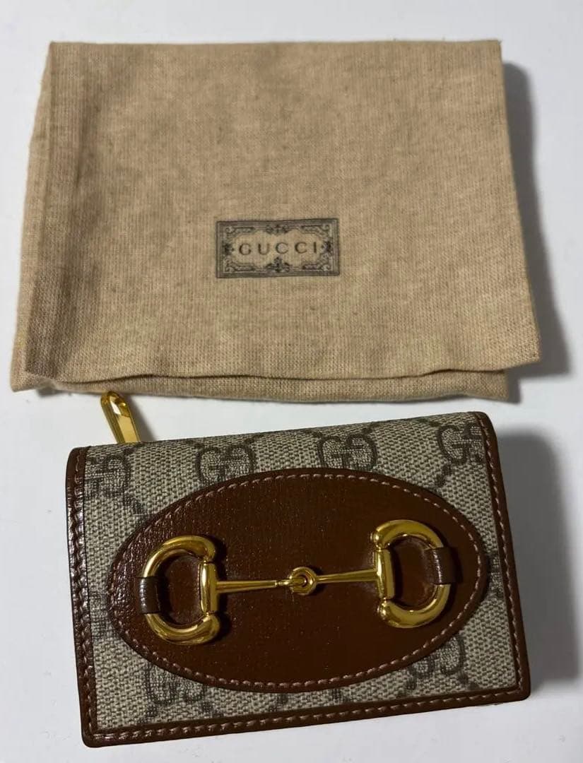GUCCI GGパターン ホースビット 三つ折り財布 保存袋付き