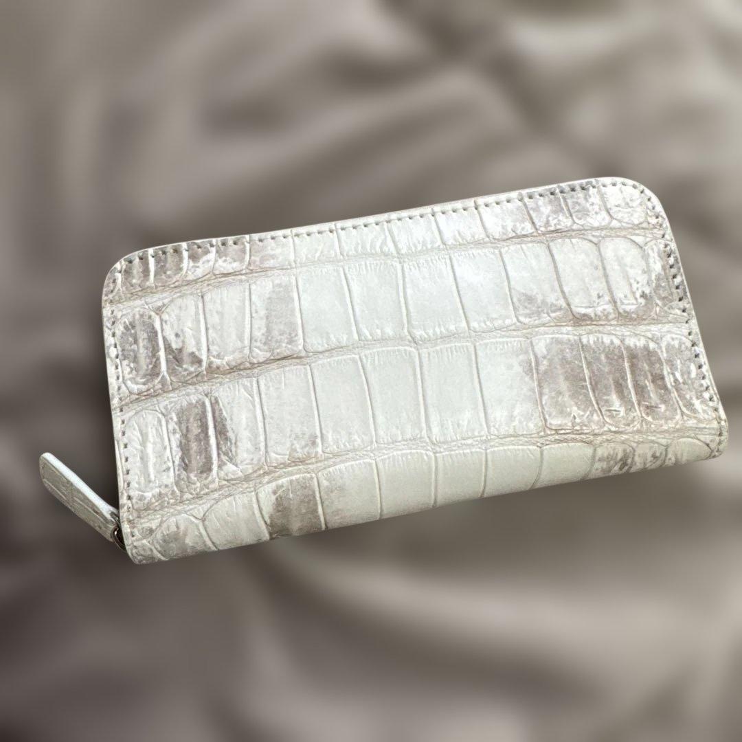 新春！最終値下げ！　ヒマラヤクロコダイル　マット　ハンドメイド　ファスナー長財布