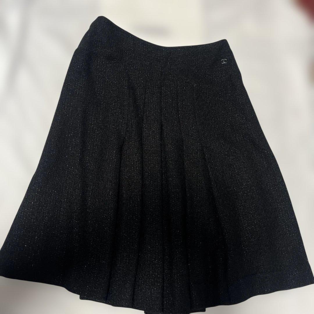 CHANEL ブラックプリーツスカート 38