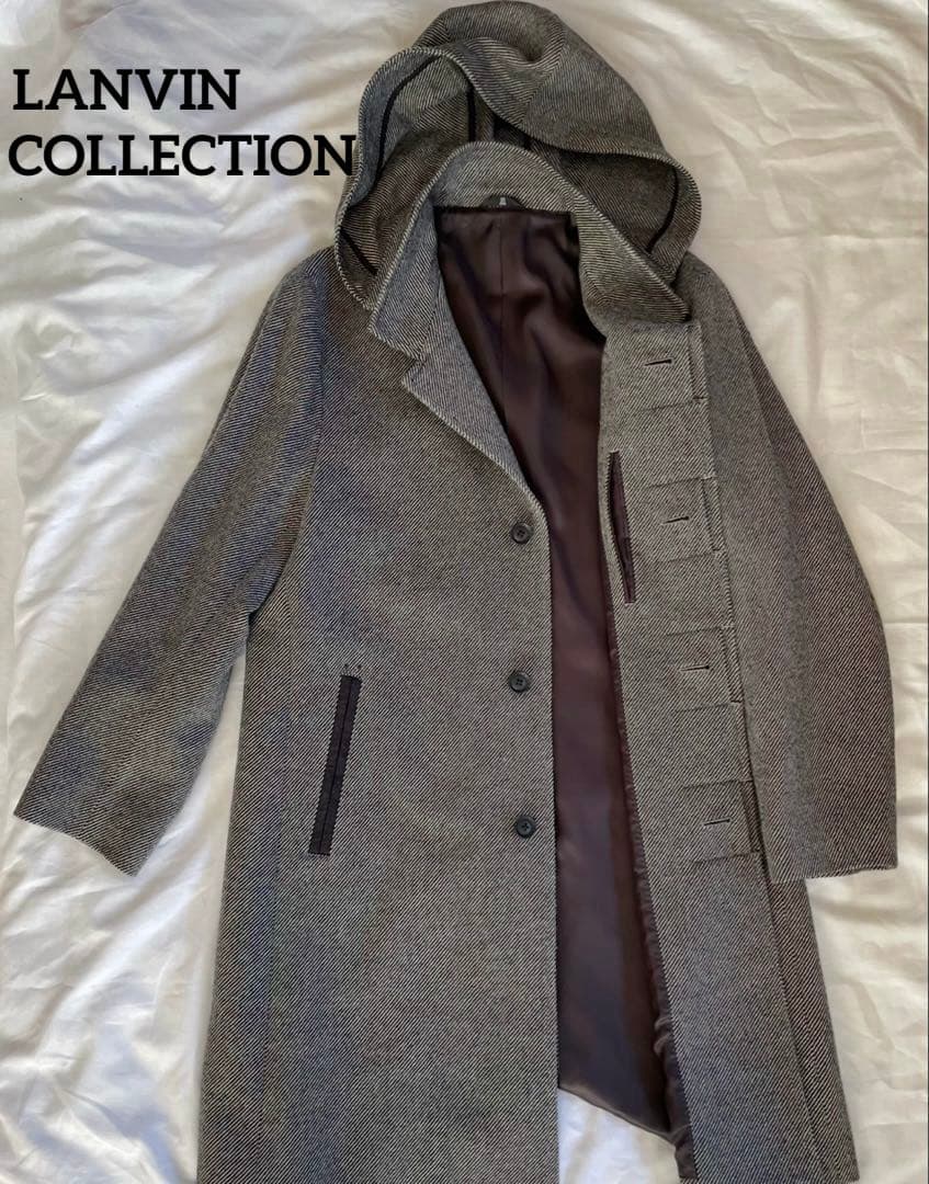 ランバンコレクション フード スタンドカラー 2way コート ウールコート