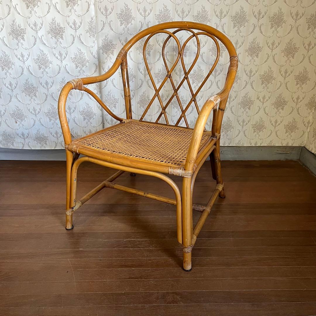 【アンティーク】② 籐 ラタンチェア アームチェア 椅子 古家具 古道具 古民家