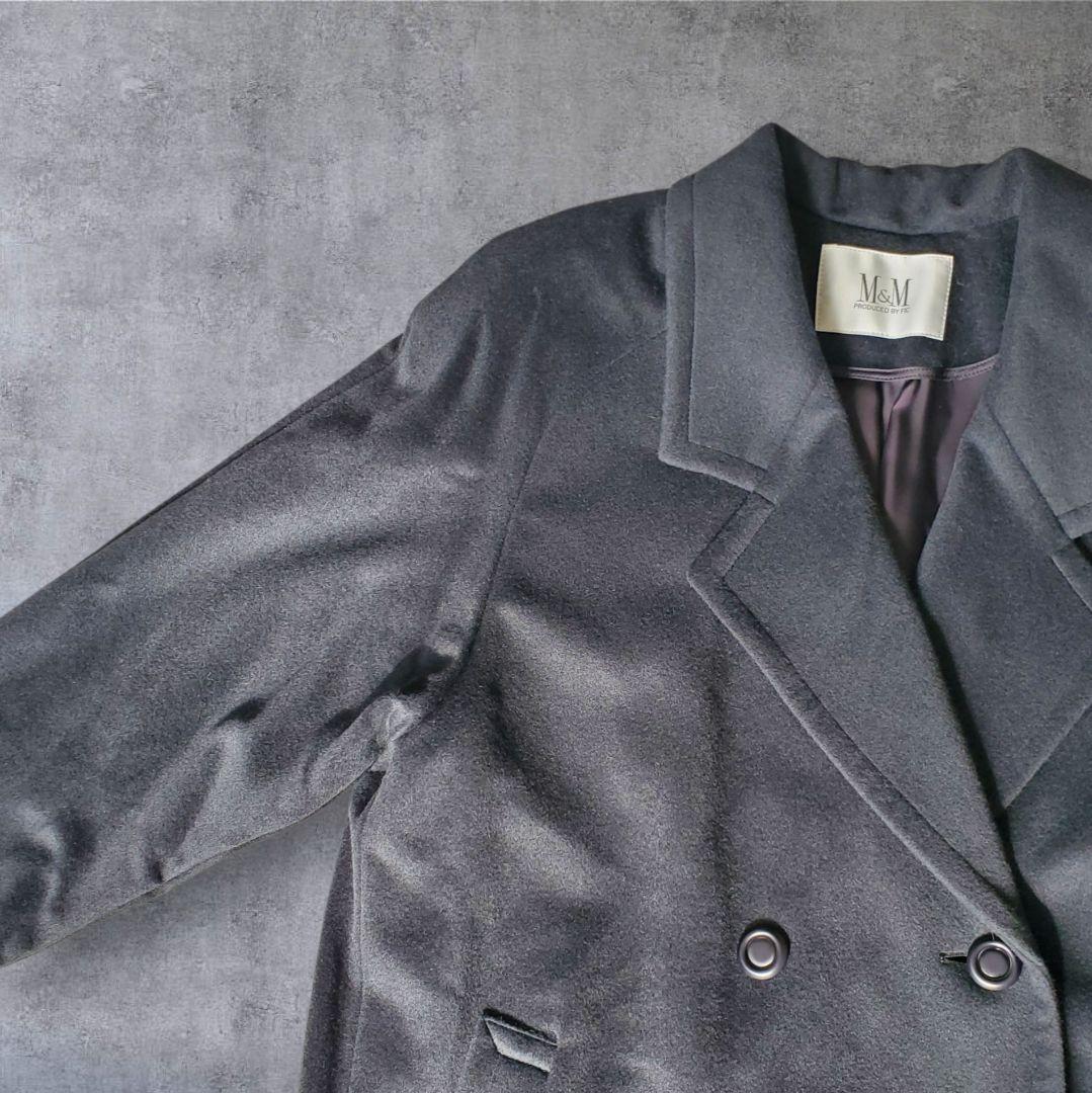 【新品タグ付】最高級ピュア カシミヤ100% ロングコート 黒 日本製 9AR