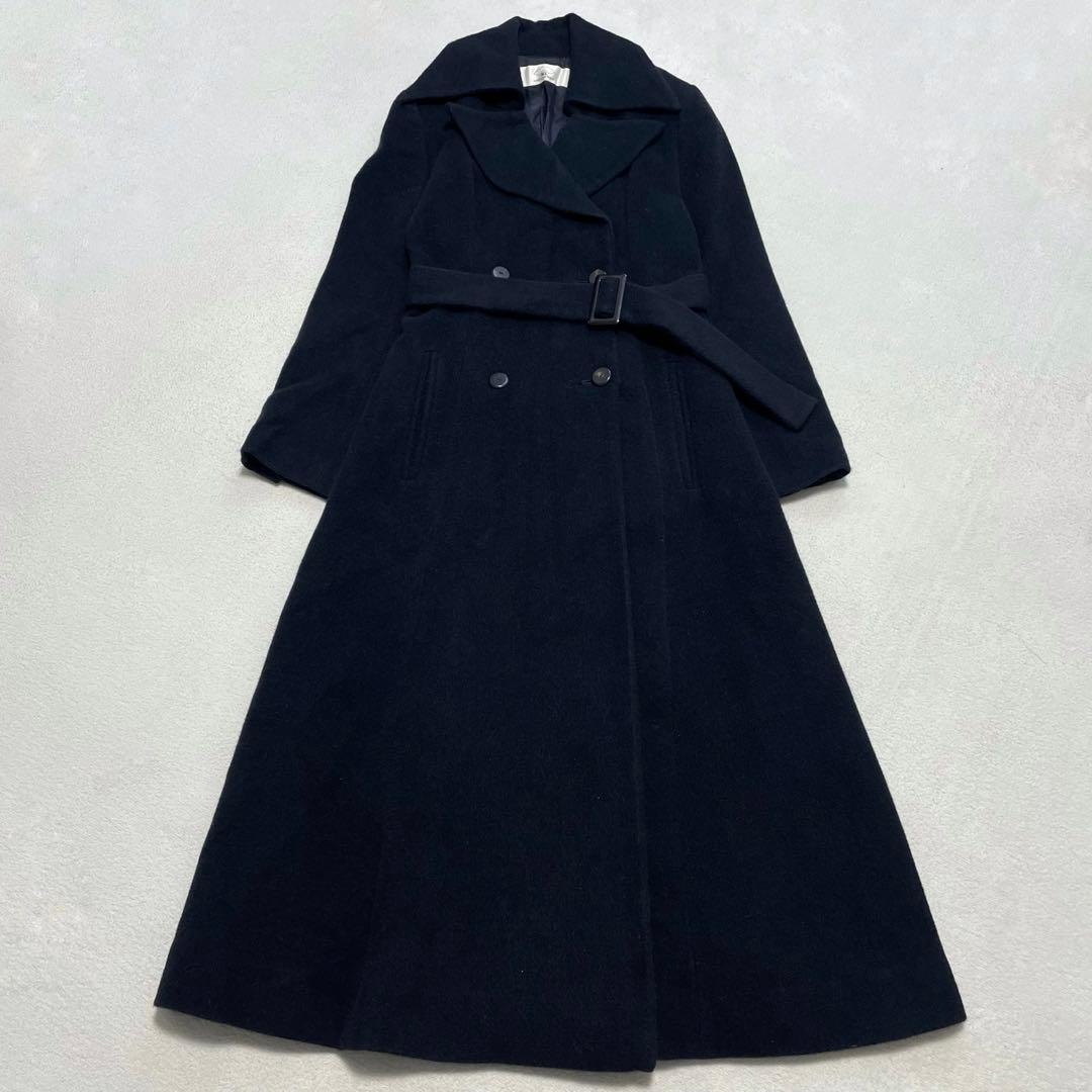 着丈124cm カールラガーフェルド ダブルブレストロングコート M ベルテッド