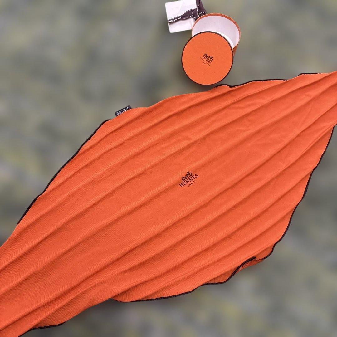 h*e様 HERMES オレンジ スカーフ