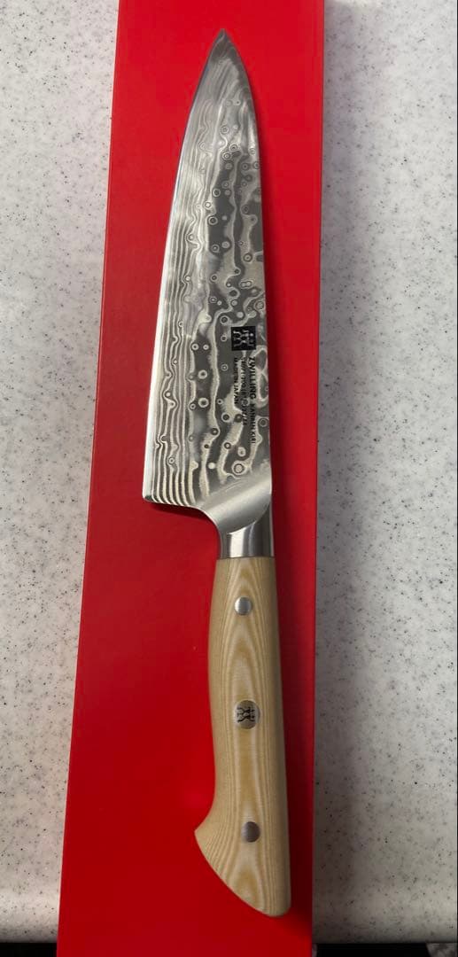 「ひろゆき」ヘンケルス　ダマスカス包丁、カンレン.キリ、刃渡り20㎝