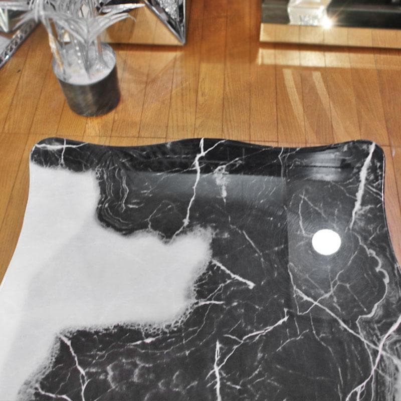 大理石 センターテーブル 白×黒 マーブル 石天板 143-001-001