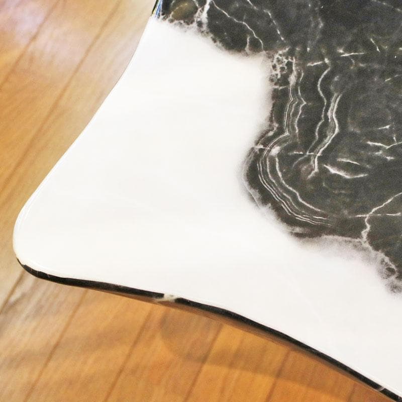 大理石 センターテーブル 白×黒 マーブル 石天板 143-001-001