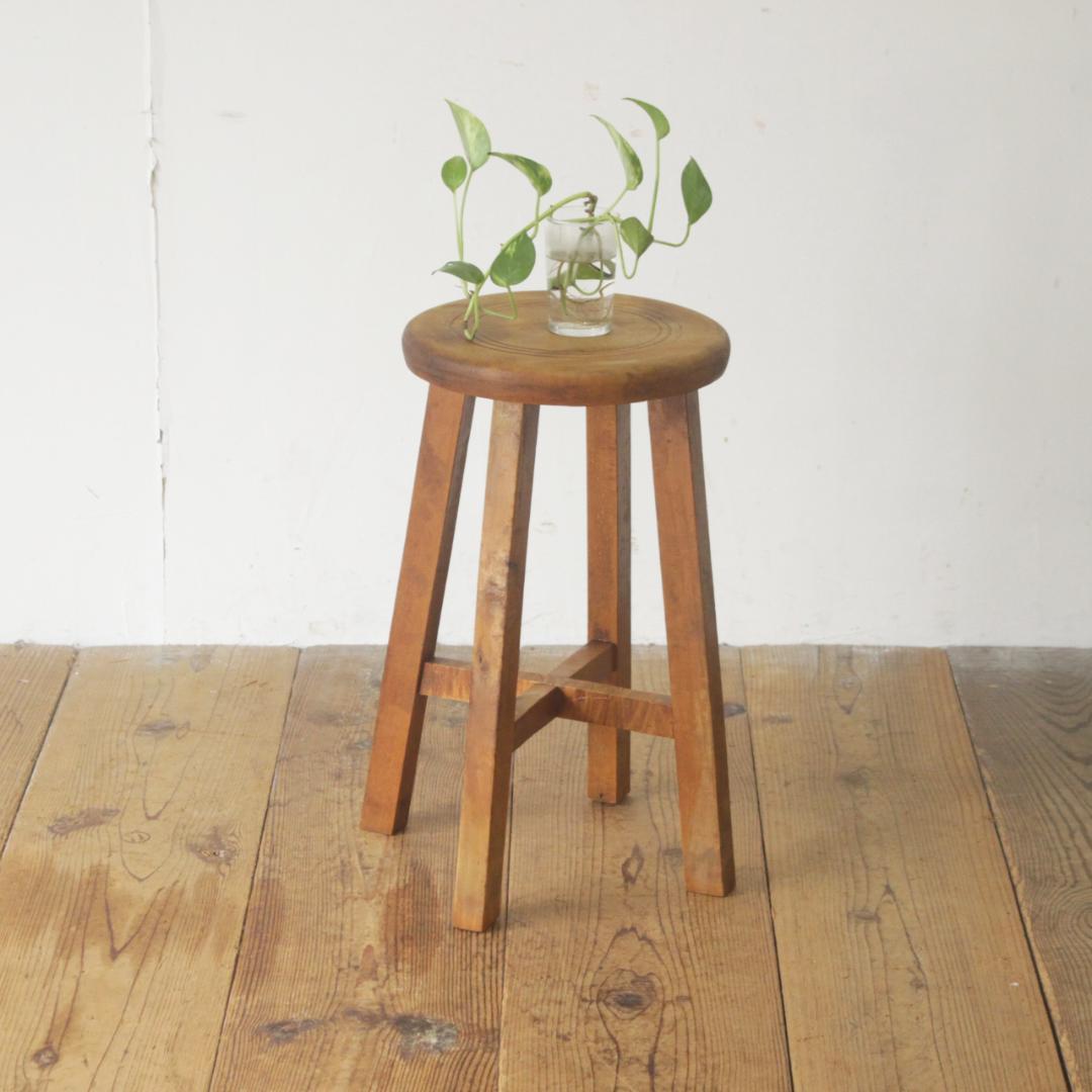 レトロ 丸椅子 スツール チェア 腰掛 無垢材 花台 飾り台 ナチュラル