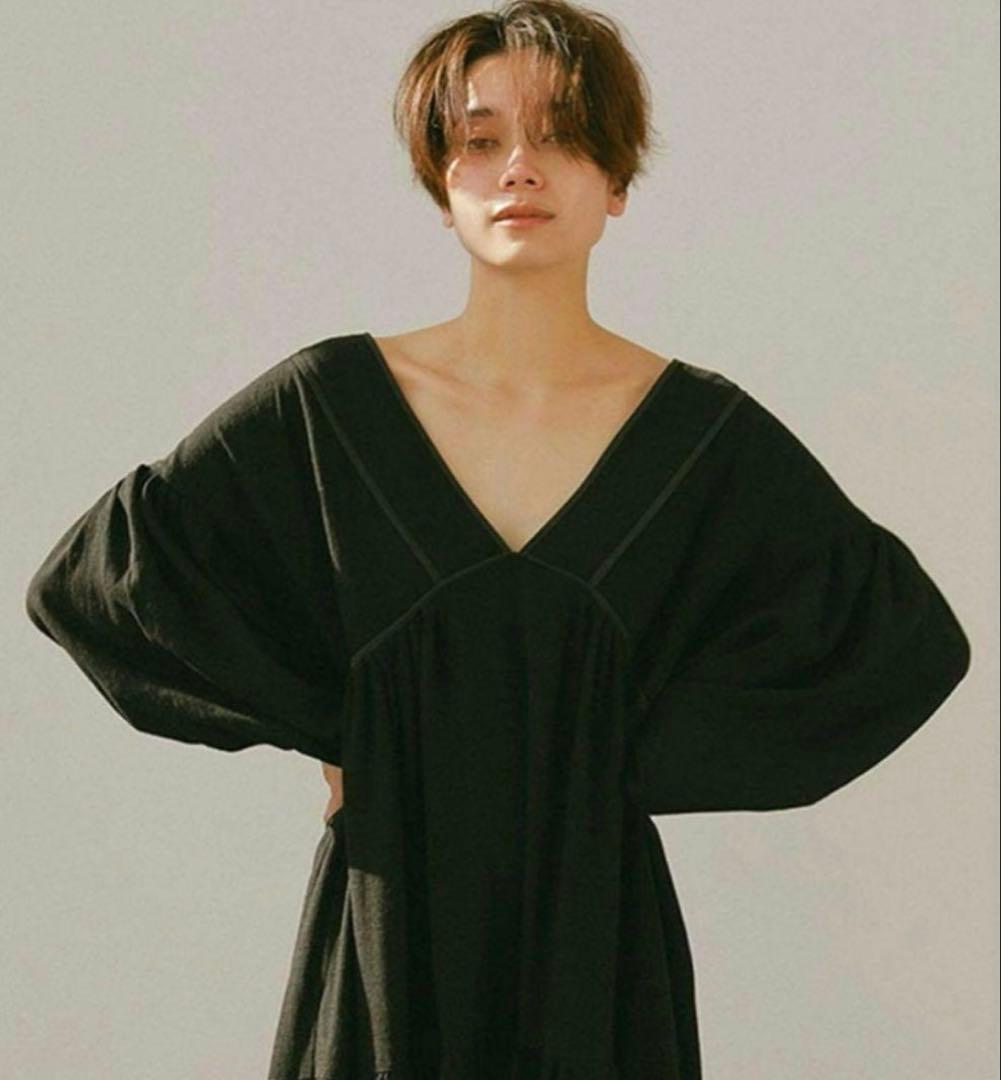 エトレトウキョウ　リネンボリュームマキシドレス　ワンピース　フレア　Aライン　黒