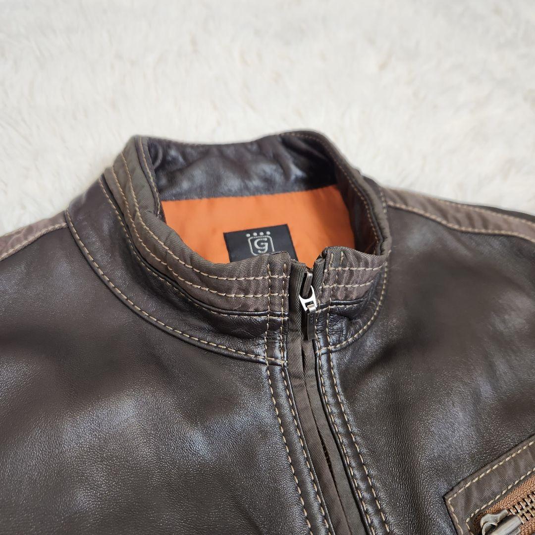 【本革】g-stage 羊革 レザー シングル ライダースジャケット