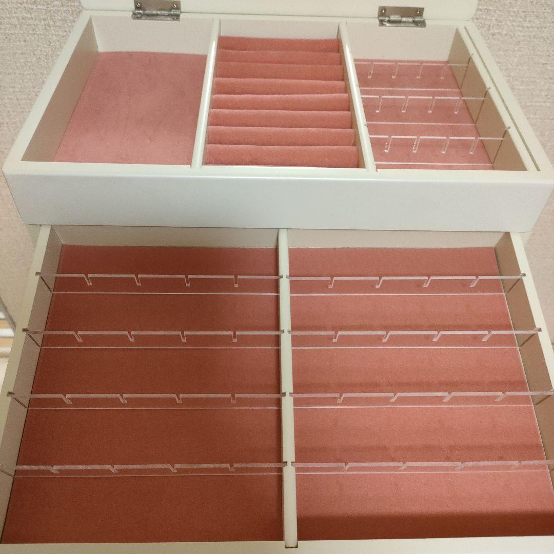 アクセサリーボックス　木製　引き出し7段プラス上段あり　白　ホワイト