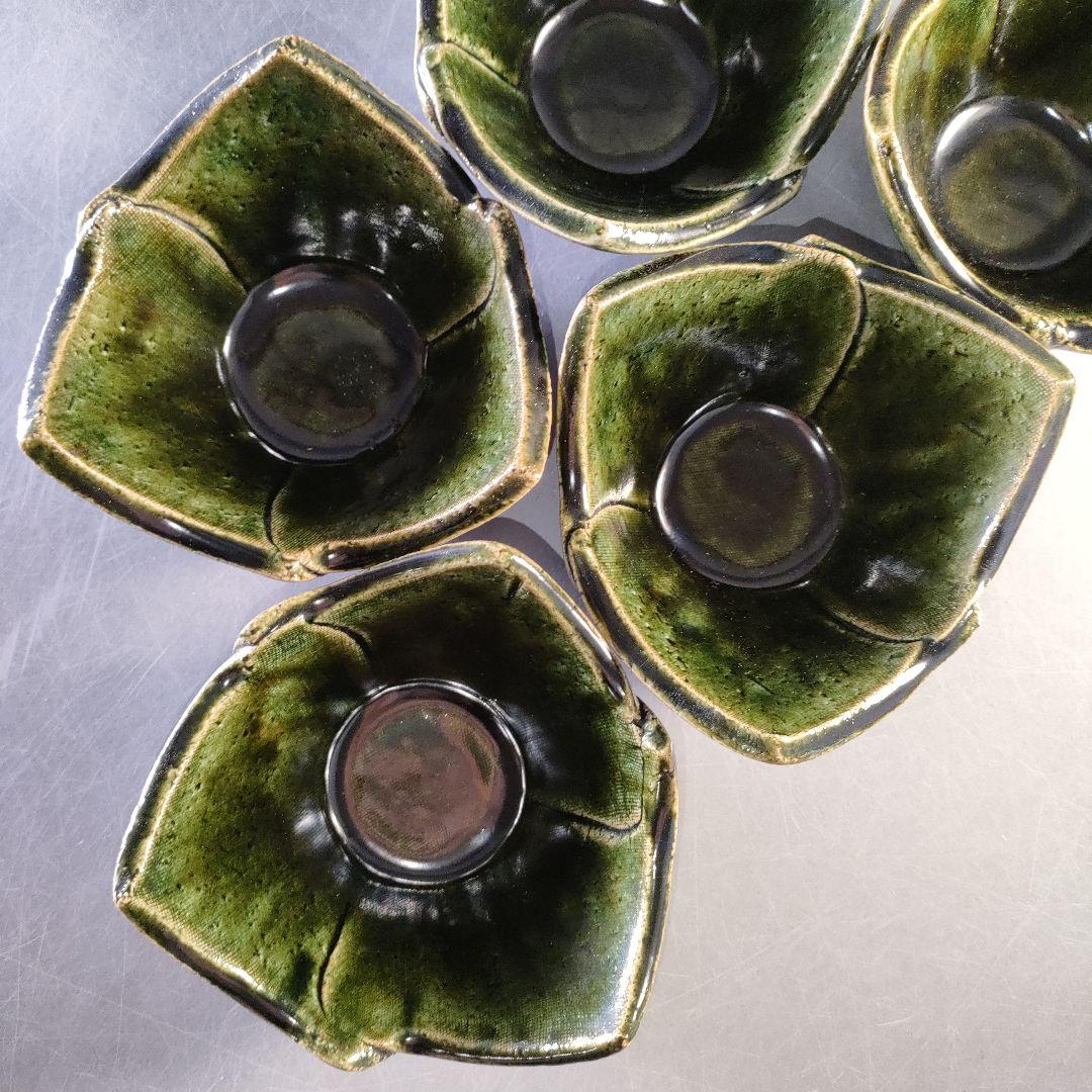 A1278-1/織部焼/今野登志夫 作/織部組鉢5客/小鉢/向付/飾鉢/懐石道具