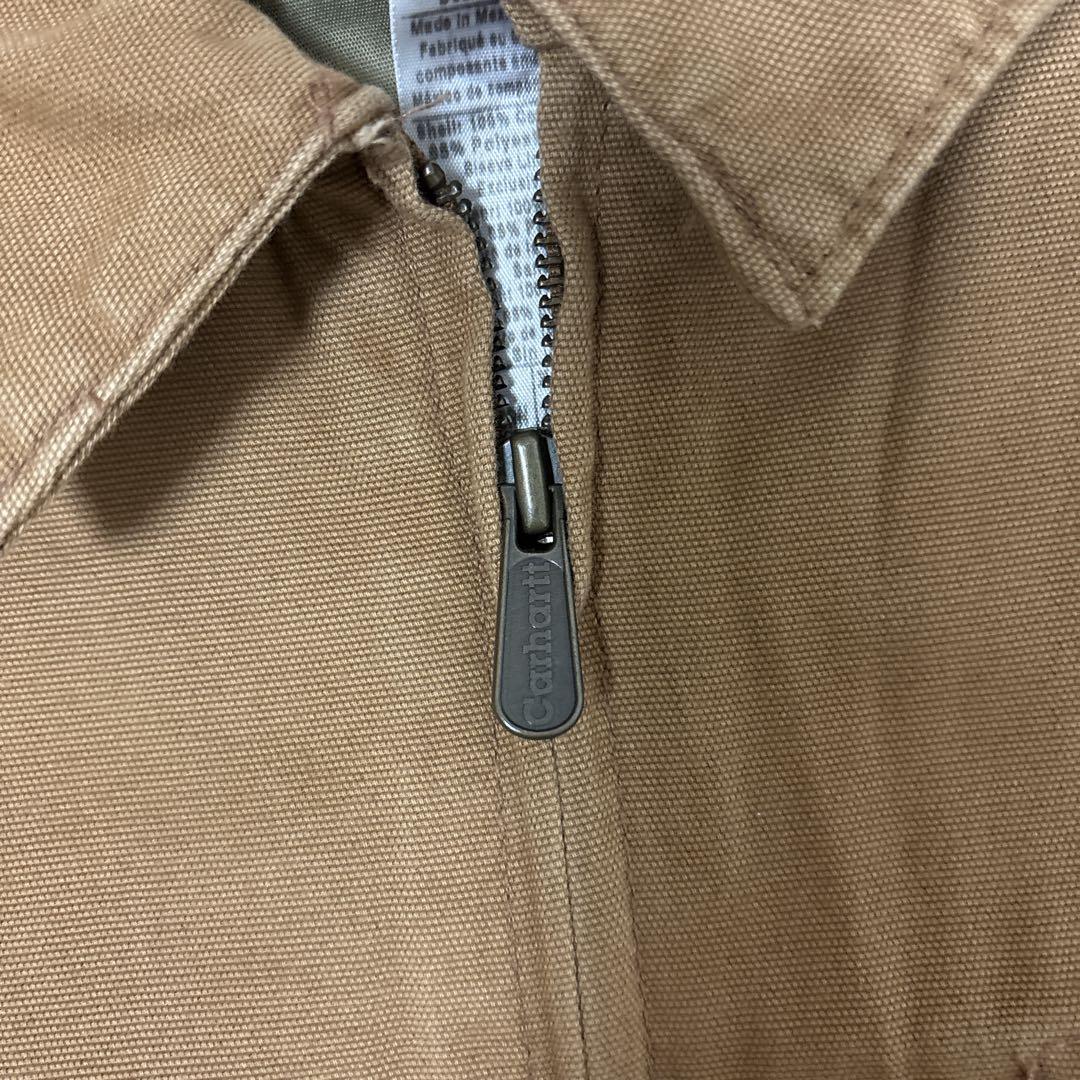 16]メキシコ製カーハート レザーロゴフルジップ ダック地ジャケットブルゾン古着