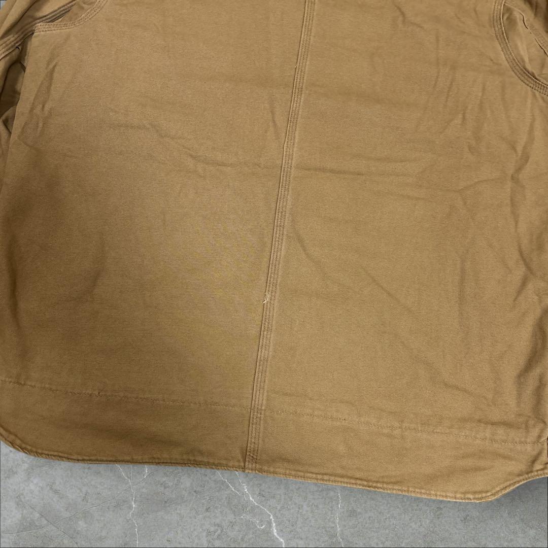 16]メキシコ製カーハート レザーロゴフルジップ ダック地ジャケットブルゾン古着