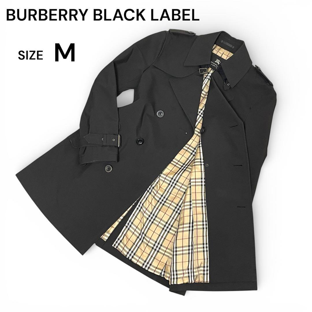 【美品】バーバリーブラックレーベル トレンチコート ノバチェック 日本製 黒 M