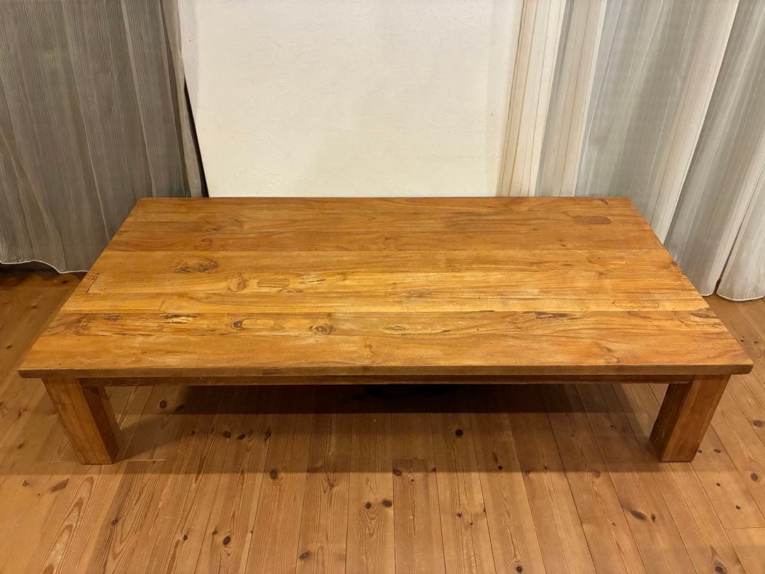 yum 送料込！オールドチーク　W1600 ローテーブル　木製　アジアン