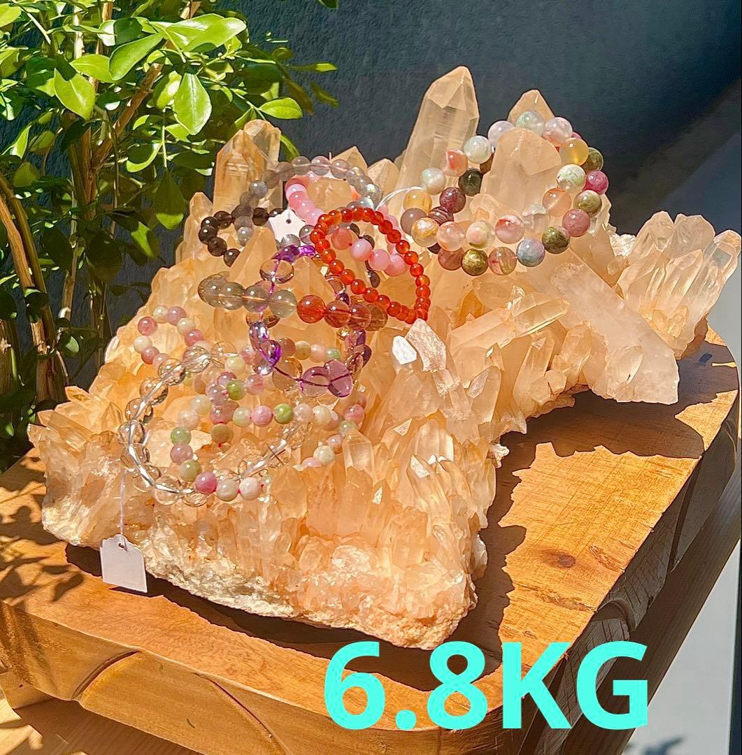 超BIG ヒマラヤ水晶　天然ピンク　マニカラン産　クラスター【6.8㌕】　置物